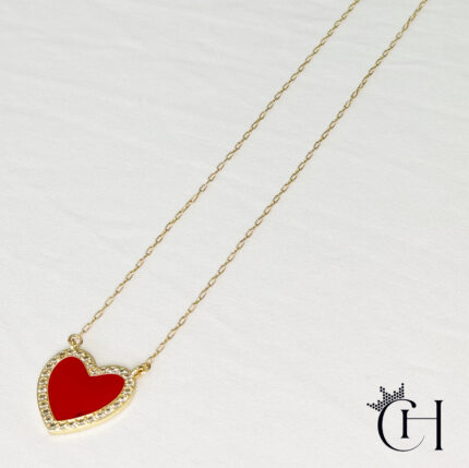 Red heart zirconia chain