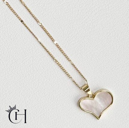 mother of pearl heart charm w chain